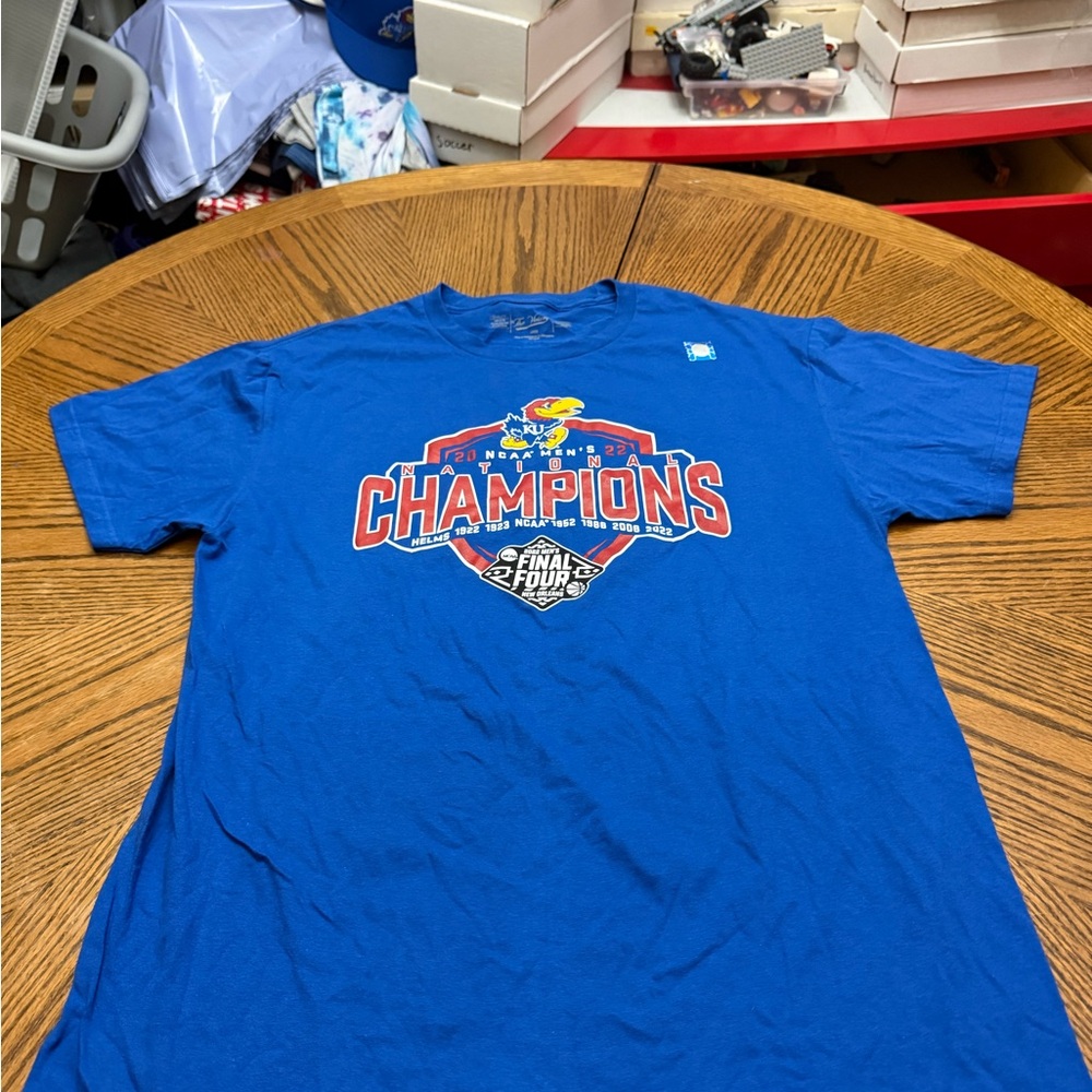 The Victory Blue KU Jayhawks National Champions Crewneck T-Shirt